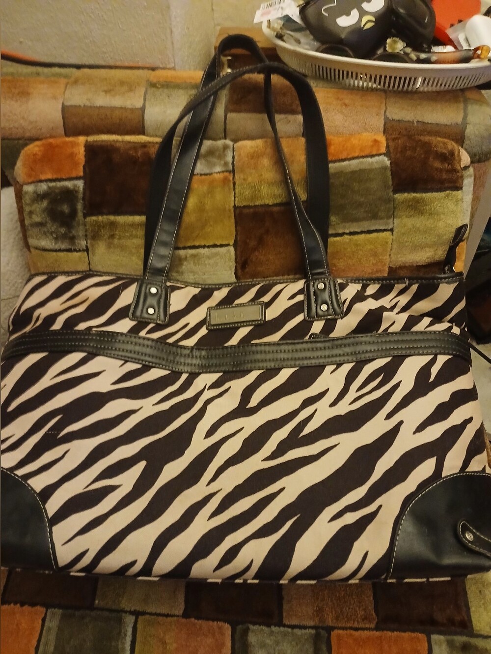 Nicole Miller Purple Interior Zebra Accent Laptop Bag
